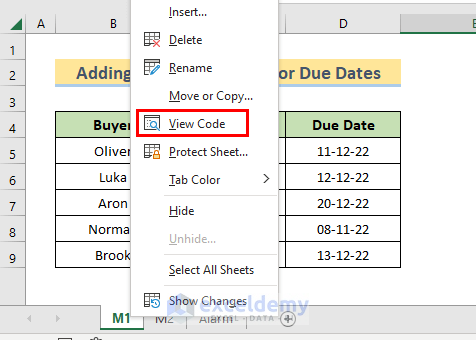 Add Popup Reminder for Due Dates in Excel