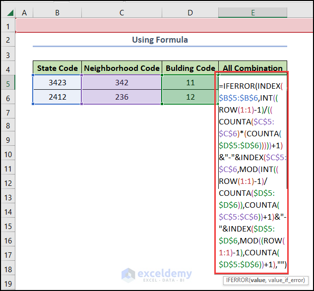 Using Excel Formula How to Generate All Possible Combinations of a Set of Numbers in Excel