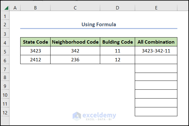 Using Excel Formula How to Generate All Possible Combinations of a Set of Numbers in Excel