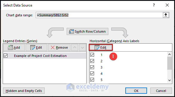 select data source dialog box in Excel