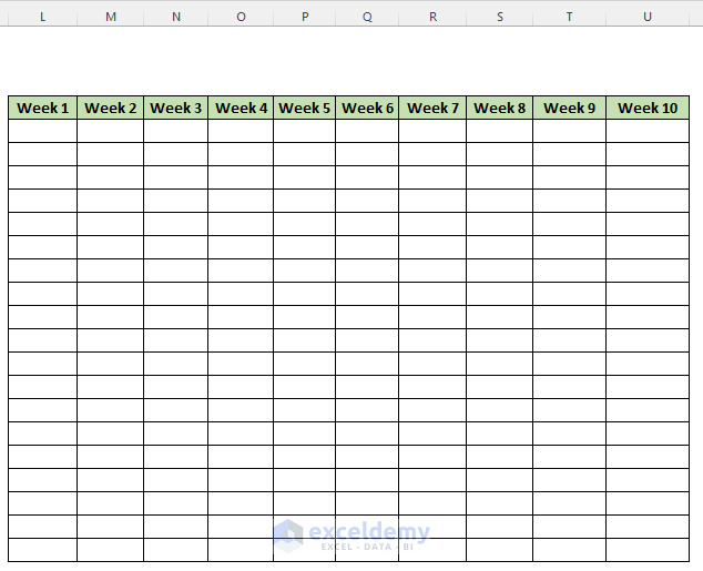 Creation of Basic Outlines to Form a Project Time Estimation Sheet in Excel