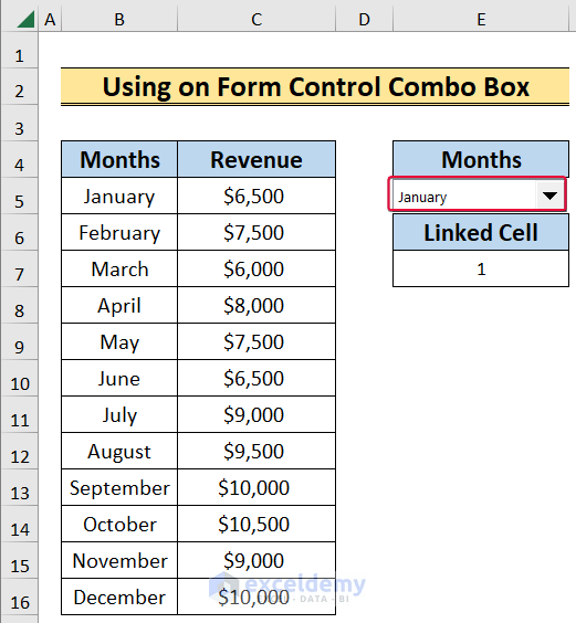 using on form control combo box to reset combobox to default value using vba in excel