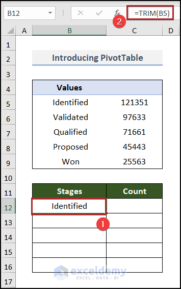 Copy Values from PivotTable