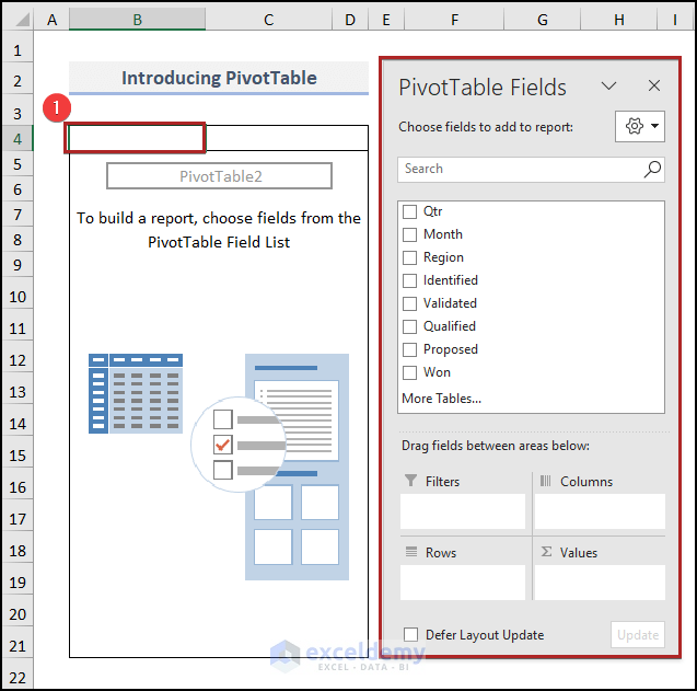 pivot table fields task pane in Excel