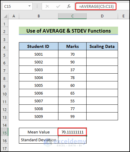calculate mean value