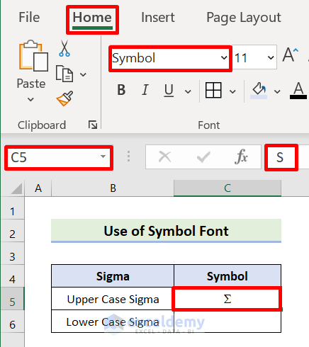 Use Symbol Font to Type Sigma Symbol