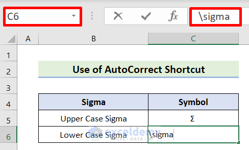 Form Custom AutoCorrect Shortcut to Add Sigma