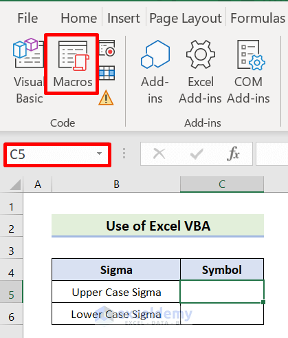 Insert Sigma Symbol Through Excel VBA