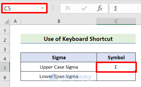 Insert Sigma Through Keyboard Shortcuts
