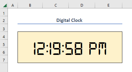 How to Use VBA Code for Making a Digital Clock in Excel: 2 Steps