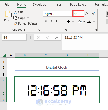 How to Use VBA Code for Creating Digital Clock in Excel