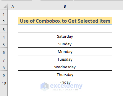 vba combobox selected item