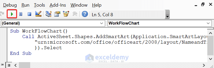 Run an Excel VBA Code to Create Workflow Chart