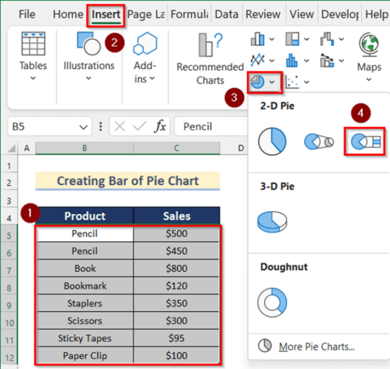 How to Create & Customize Bar of Pie Chart in Excel
