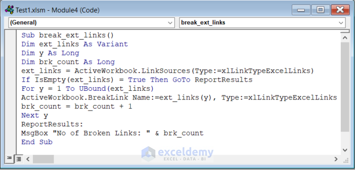 VBA Code for Displaying Number of Broken Links in MsgBox