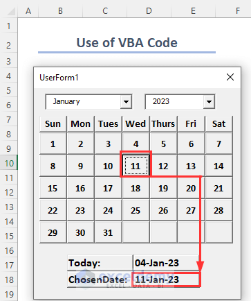 Date Picker Using VBA in Excel