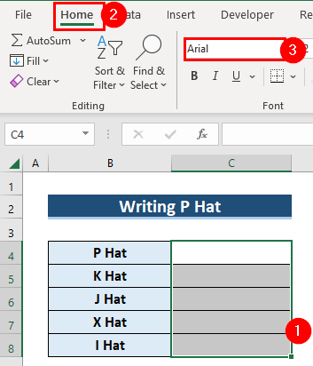 How to Write P Hat in Excel