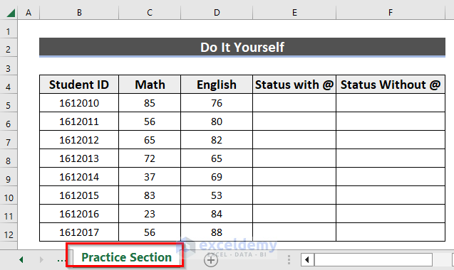 Practice Section to Use Implicit Intersection Operator in Excel