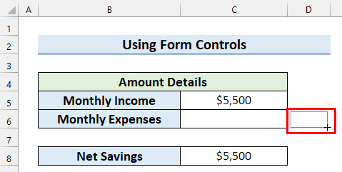 Insert Spin Button from Form Control and Link to Cell to Display Negative Values