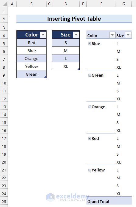 Pivot Table in Tabular Form to Get Cross Join in Excel