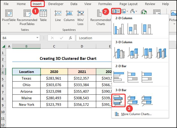 Creating 3D Clustered Bar Chart
