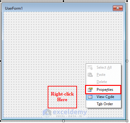 Right-Click on properties