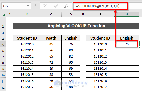 Using Implicit Intersection Operator with VLOOKUP