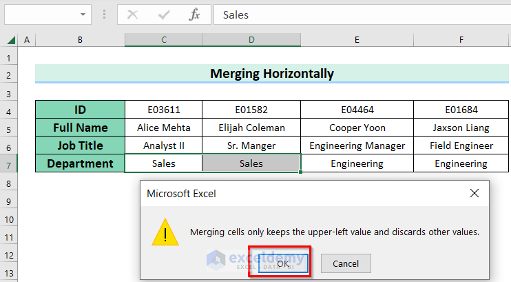 Accepting the Warning from Microsoft Excel