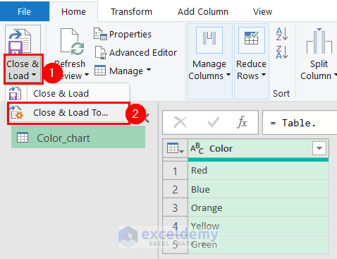 Selecting Close & Load for Making Cross Join in Excel