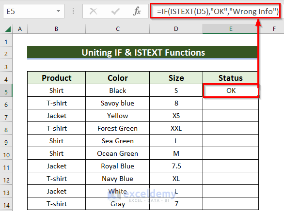 Unite IF and ISTEXT Functions for Making IF Then Statements with Text