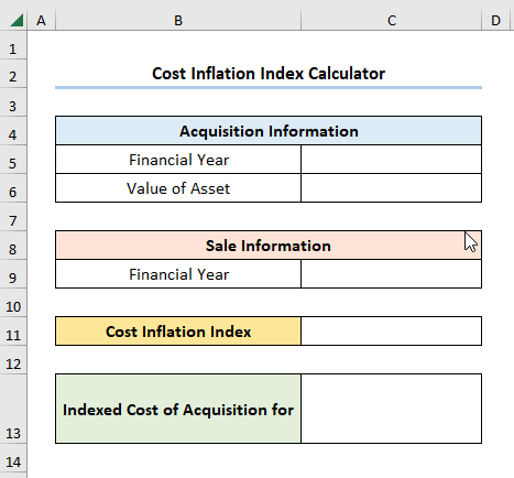 Overview of how to use the Cost Inflation Index Calculator
