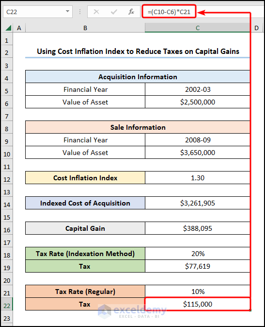 Calculating tax using the regular tax rate