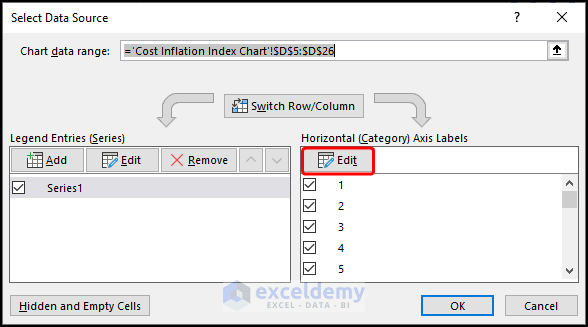 Pressing Edit in the Select Data Source window