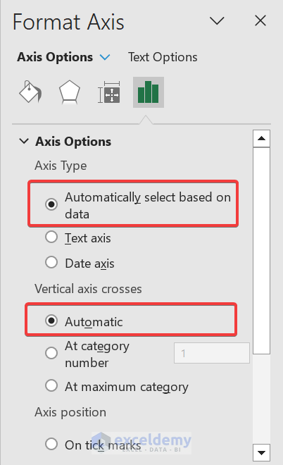 Format Axis option on X-axis