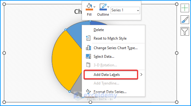 Add Data Labels in Pie Charts to Identify the Data Series for inserting leader lines to doughnut chart in Excel