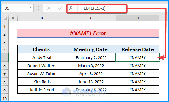 #NAME! Error When EDATE Function Not Working in Excel