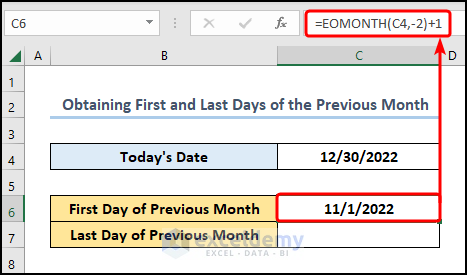 Obtaining First and Last Days of the Previous Month