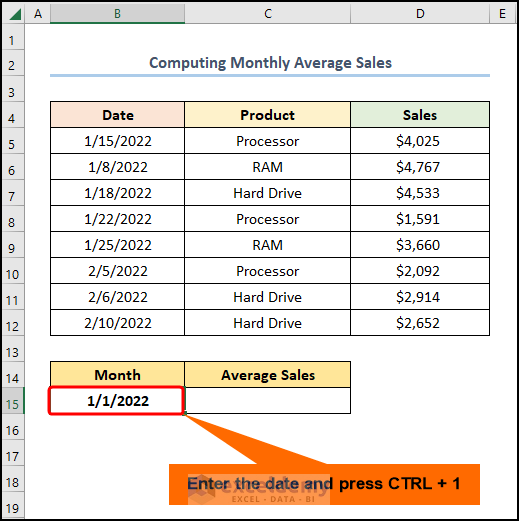 Computing Monthly Average Sales