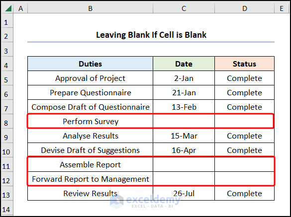 excel if isblank leaving blank cells blank