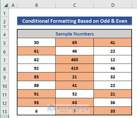 Excel Odd Even with Conditional Formatting
