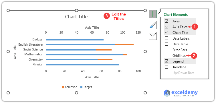 Edit Chart Elements to Create Overlapping Bar Chart in Excel