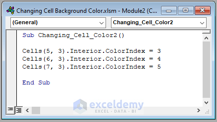 Excel VBA Cell Background Color 