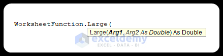 Syntax of VBA Large function