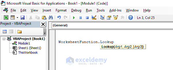 Syntax of Excel VBA Lookup Function