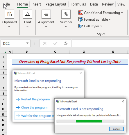 Overview of Fixing When Excel Not Responding Without Losing Data