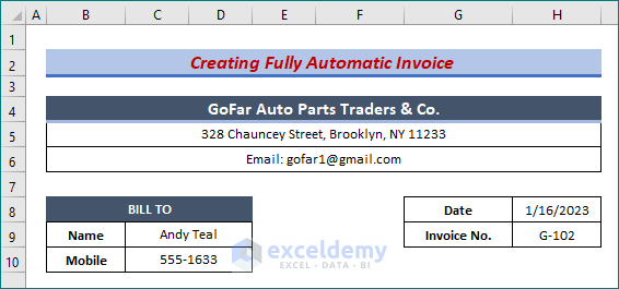 Basic Information of a fully automatic Invoice 