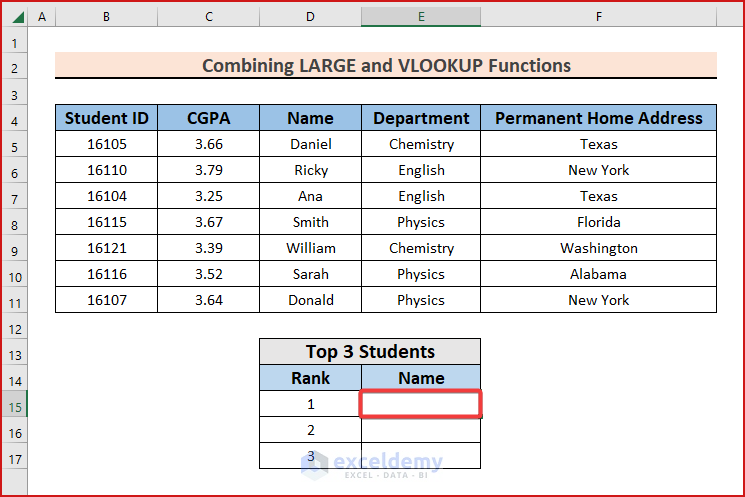 Selecting a Particular Cell to Use LARGE Function with VLOOKUP Function in Excel