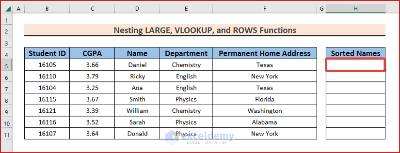 Selecting a Particular Cell to Use LARGE Function with VLOOKUP Function in Excel