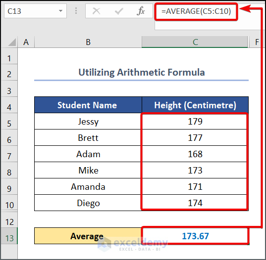 Using arithmetic formula to Calculate Variance and Standard Deviation in Excel