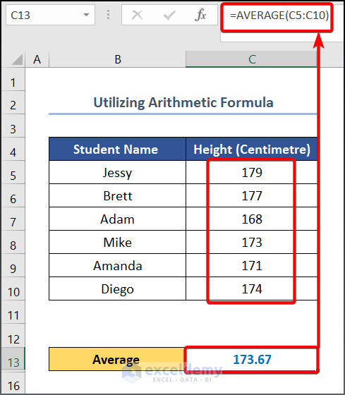 Utilizing Arithmetic Formula to calculate standard deviation